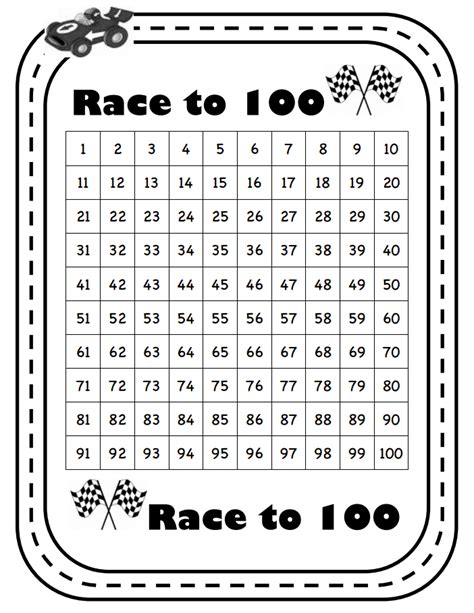 Race To 100 Math Game Printable
